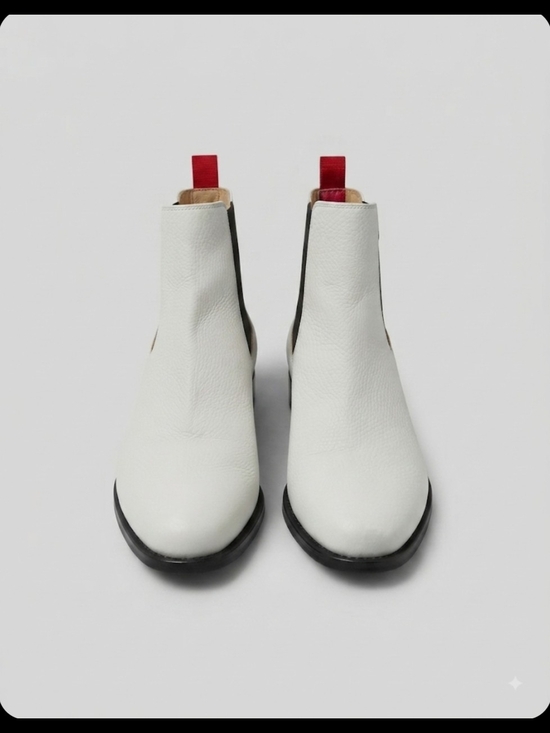 Del Toro Shoes - Authentic Del Toro White Leather Chelsea Boots - Size 6.5 - Made in Italy